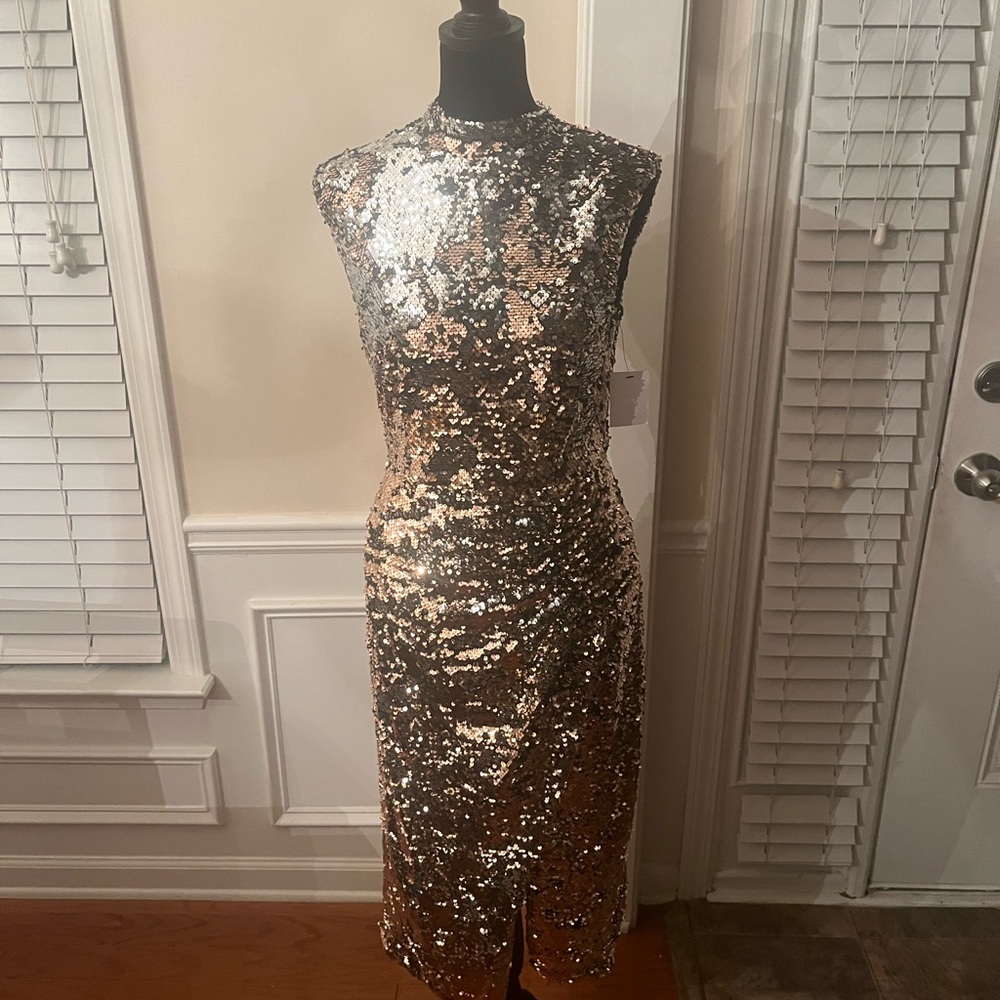 Elegant Sequin Gold Dress